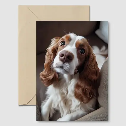 Cavalier King Charles Spaniel On Cozy Sofa