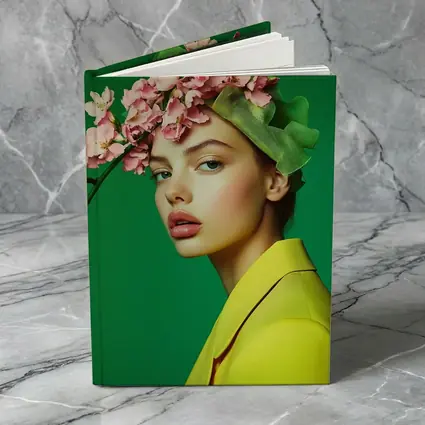 Woman Pink Blossom Crown Yellow Jacket Green
