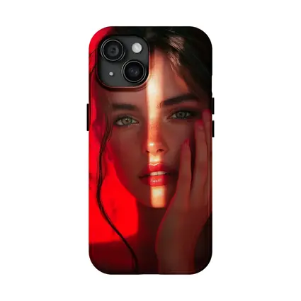 Woman Portrait Red Light Dramatic Shadow