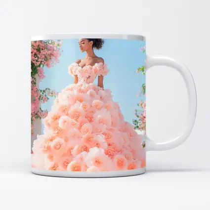 Woman Rose Gown Pink Floral Sky