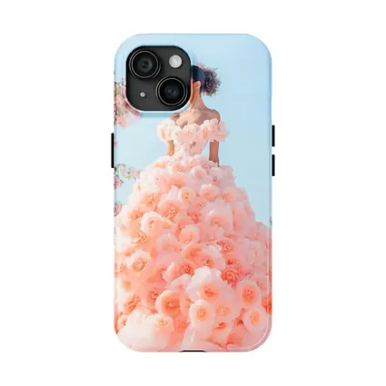 Woman Rose Gown Pink Floral Sky