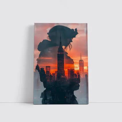 Woman Silhouette New York City Sunset