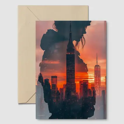 Woman Silhouette New York City Sunset