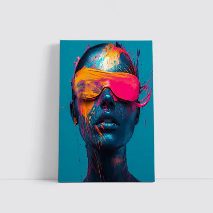 Neon Paint Splatter Woman VR Teal