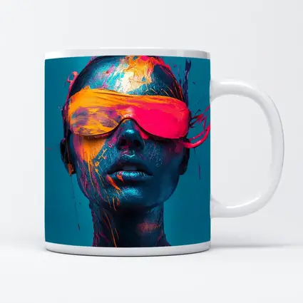 Neon Paint Splatter Woman VR Teal