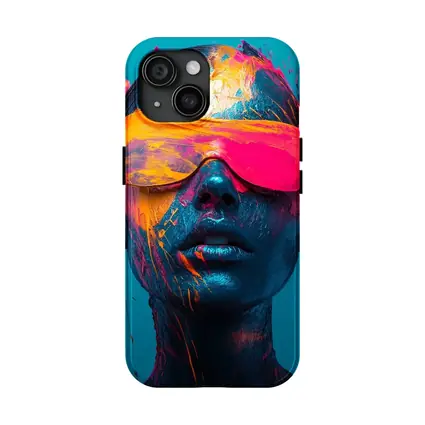 Neon Paint Splatter Woman VR Teal