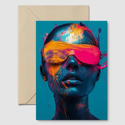 Neon Paint Splatter Woman VR Teal
