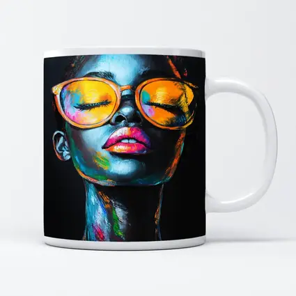 Colorful Woman Portrait With Orange Sunglasses