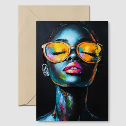 Colorful Woman Portrait With Orange Sunglasses