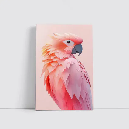 Pink Cockatoo Parrot Paper Art Portrait