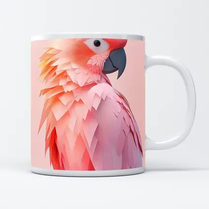 Pink Cockatoo Parrot Paper Art Portrait