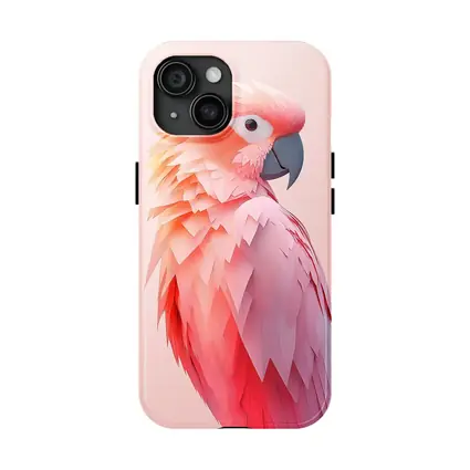 Pink Cockatoo Parrot Paper Art Portrait