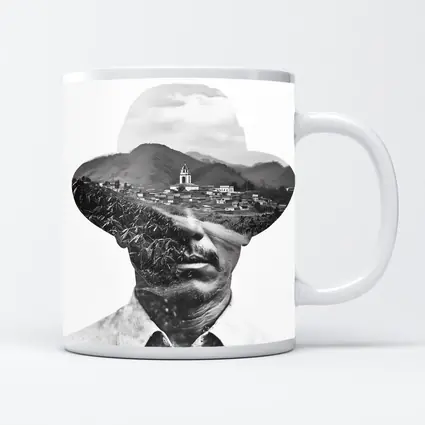 Double Exposure Man Portrait Mountain Village