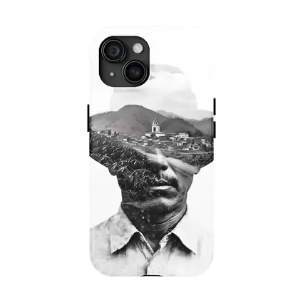 Double Exposure Man Portrait Mountain Village