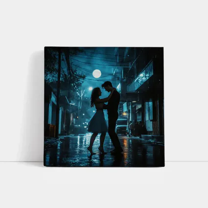 Couple Dancing in Rainy Night Street