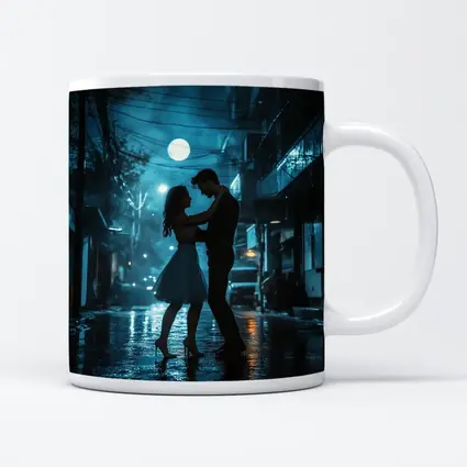 Couple Dancing in Rainy Night Street