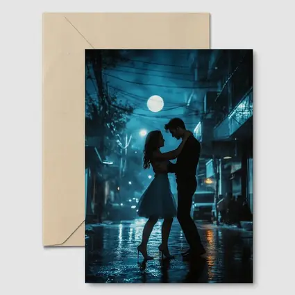 Couple Dancing in Rainy Night Street