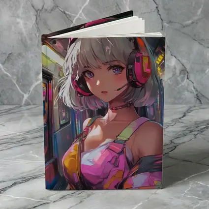 Anime Girl Headphones Neon Subway Train