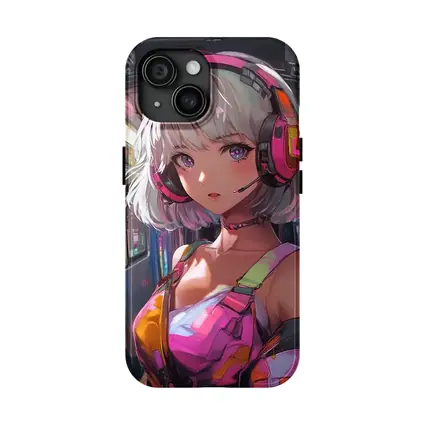 Anime Girl Headphones Neon Subway Train