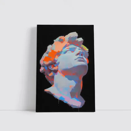 Classical Greek Statue Neon Paint Dark Background