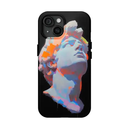 Classical Greek Statue Neon Paint Dark Background