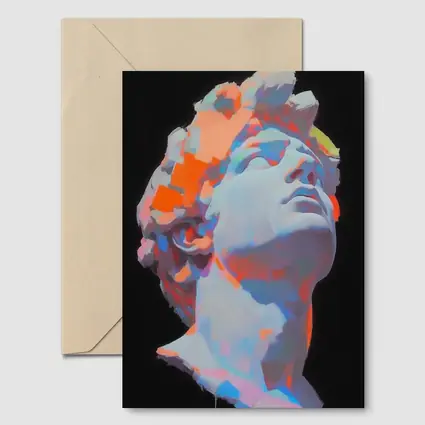 Classical Greek Statue Neon Paint Dark Background