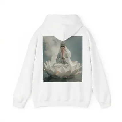 Guanyin Goddess Meditating on White Lotus