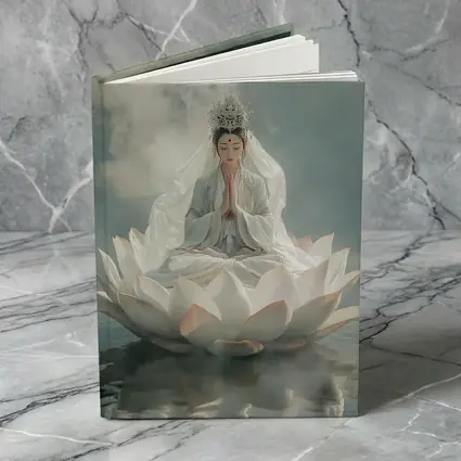 Guanyin Goddess Meditating on White Lotus