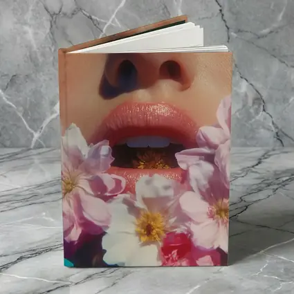 Woman Face Pink Flowers Close Up Portrait