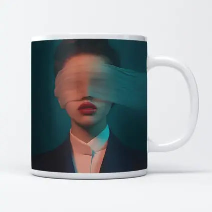 Blindfolded Woman Dark Teal Surreal Portrait