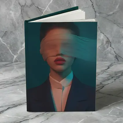 Blindfolded Woman Dark Teal Surreal Portrait