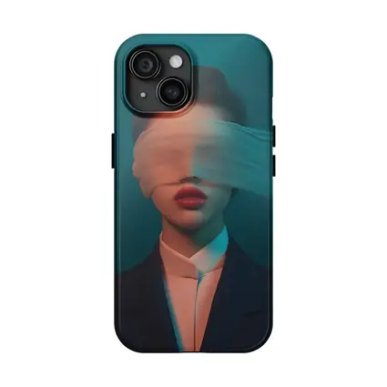 Blindfolded Woman Dark Teal Surreal Portrait
