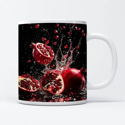 Red Pomegranates Exploding With Water Black Background