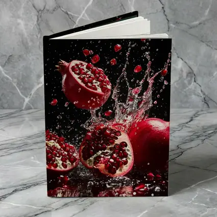 Red Pomegranates Exploding With Water Black Background