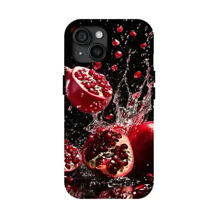 Red Pomegranates Exploding With Water Black Background