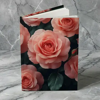 Pink Roses Blooming Against Dark Background