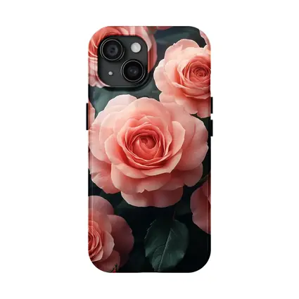 Pink Roses Blooming Against Dark Background