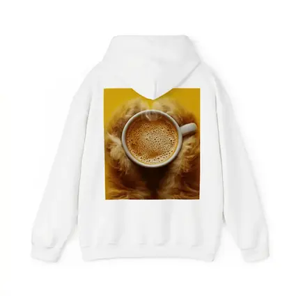 Dog Paws Holding Coffee Cup Yellow Background