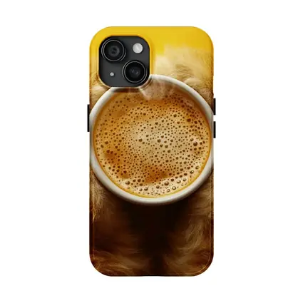Dog Paws Holding Coffee Cup Yellow Background