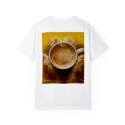 Dog Paws Holding Coffee Cup Yellow Background