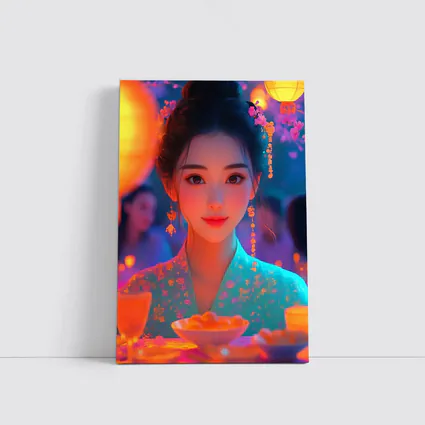 Chinese Girl Lantern Festival Digital Art