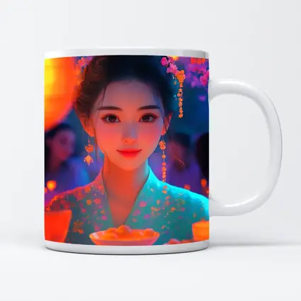 Chinese Girl Lantern Festival Digital Art