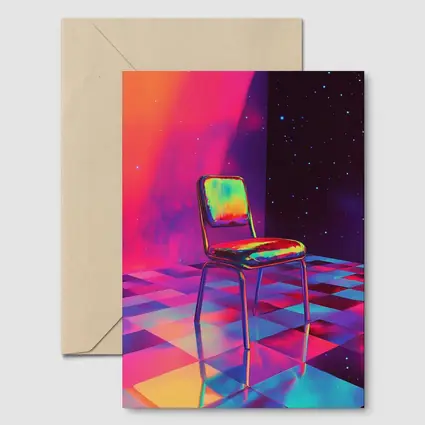 Retro Chair Psychedelic Space Starry Background