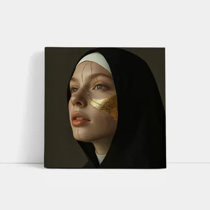 Nun Portrait with Gold Kintsugi Face