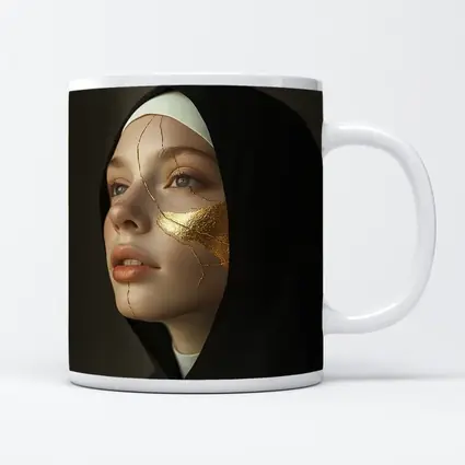 Nun Portrait with Gold Kintsugi Face