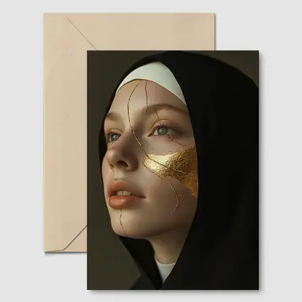 Nun Portrait with Gold Kintsugi Face