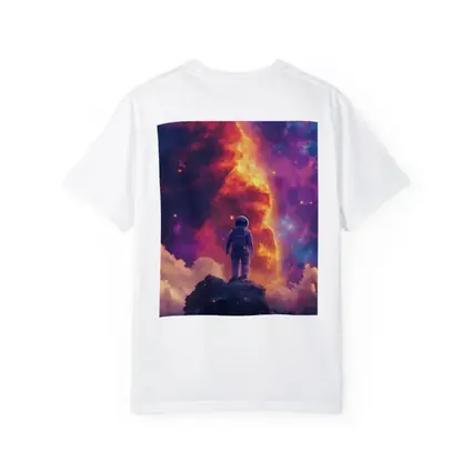 Astronaut Standing On Rock Cosmic Nebula