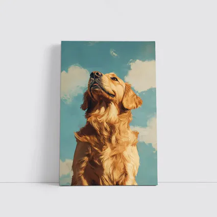 Golden Retriever Dog Blue Sky Painting