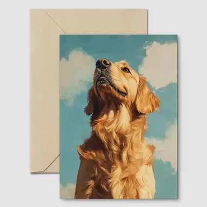 Golden Retriever Dog Blue Sky Painting
