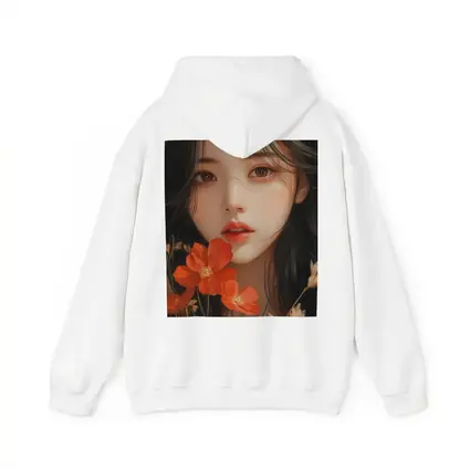 Asian Girl Portrait With Orange Wildflowers